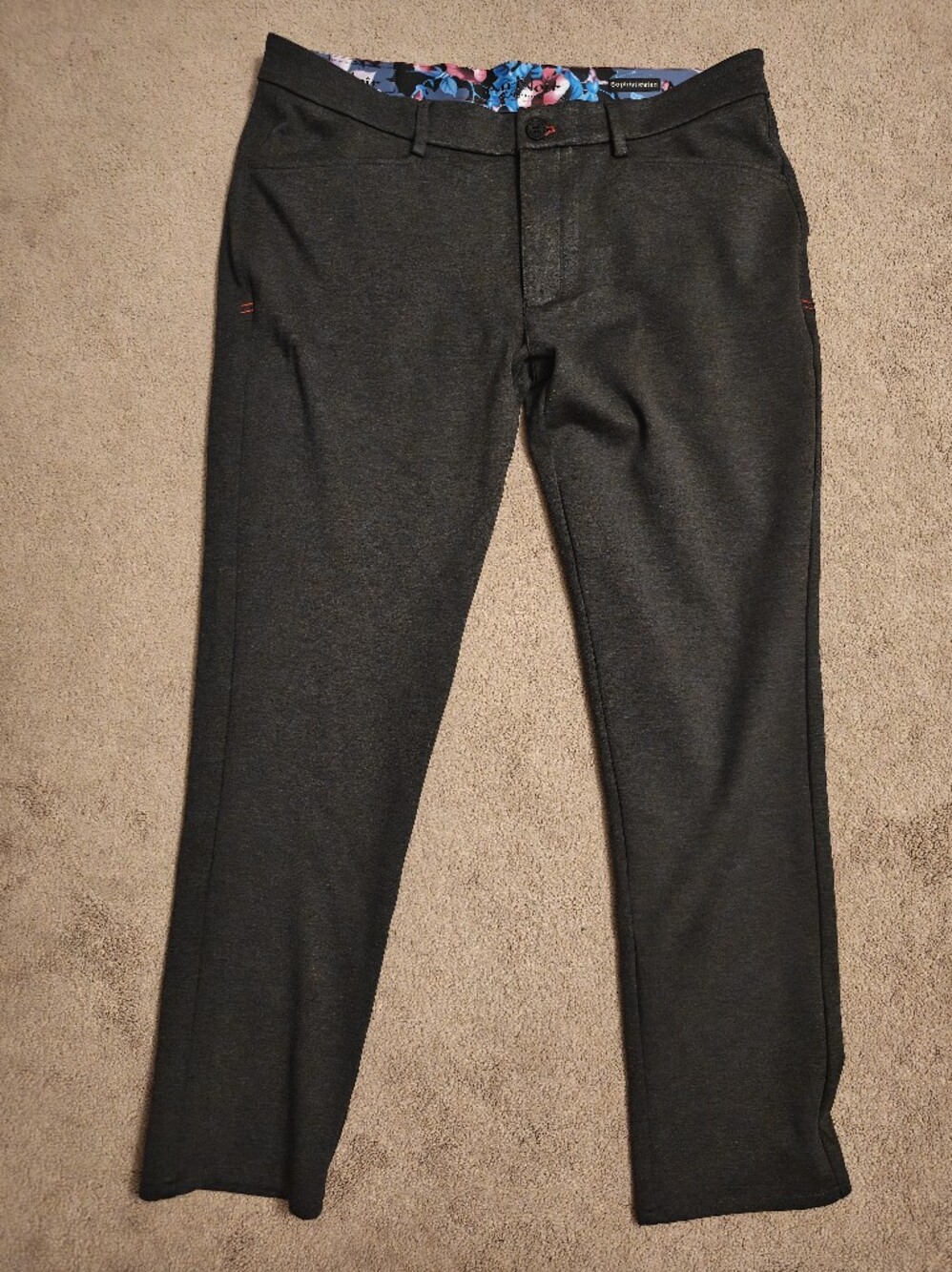 Au Noir Infinity Men's Charcoal Chino Stretch Pants Size 35